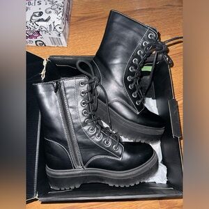 Soda Black Platform Combat Boots